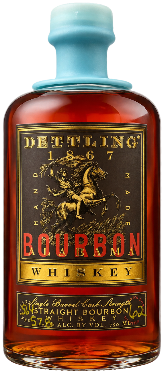 Dettling Bourbon bottle with a turquoise wax seal